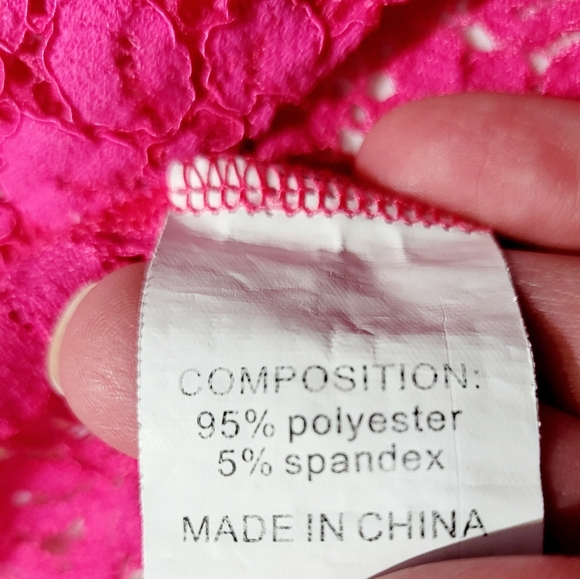 LIC Curvy Collection Hot Pink Lace Button Front Blouse Shirt PLUS XXL Stretch - Picture 13 of 13